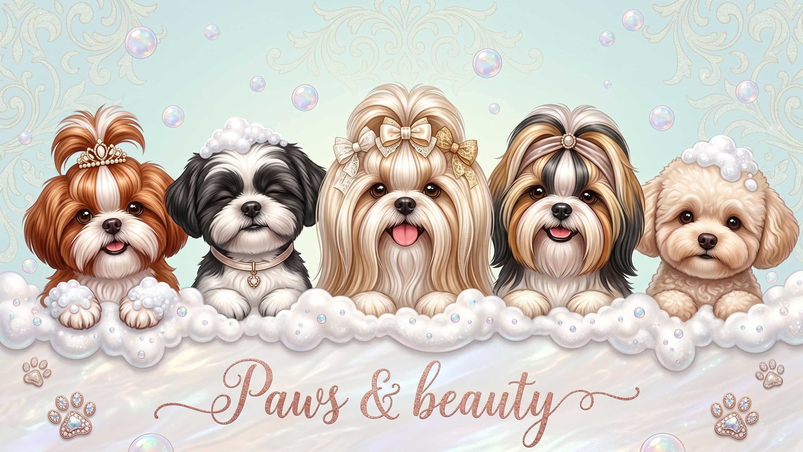 Paws & Beauty — viisi koiraa kylvyssä